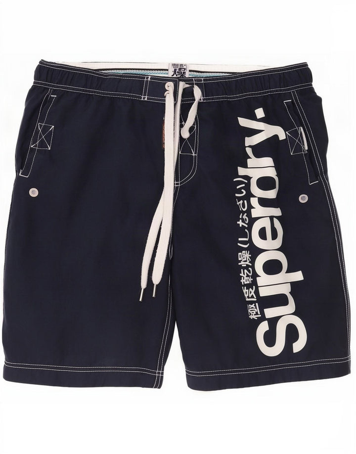 Superdry Herren Badeshorts mit Grafik, Größe L, Marineblau