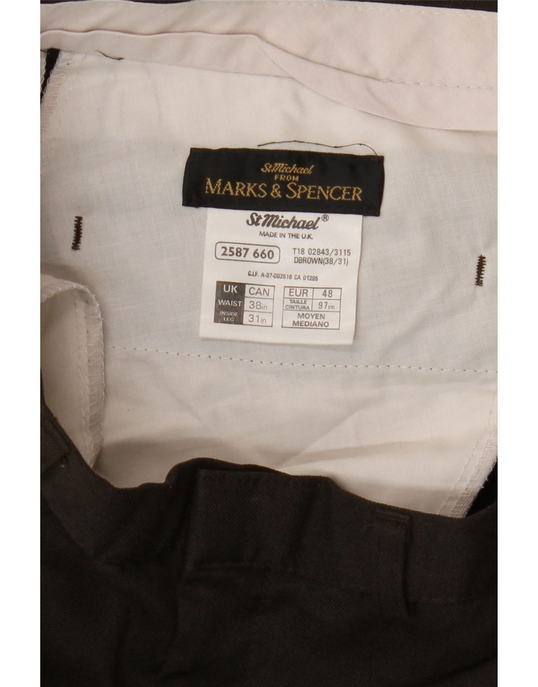 Marks & Spencer Herren Tapered Freizeithose W38 L31 Braunes Polyester