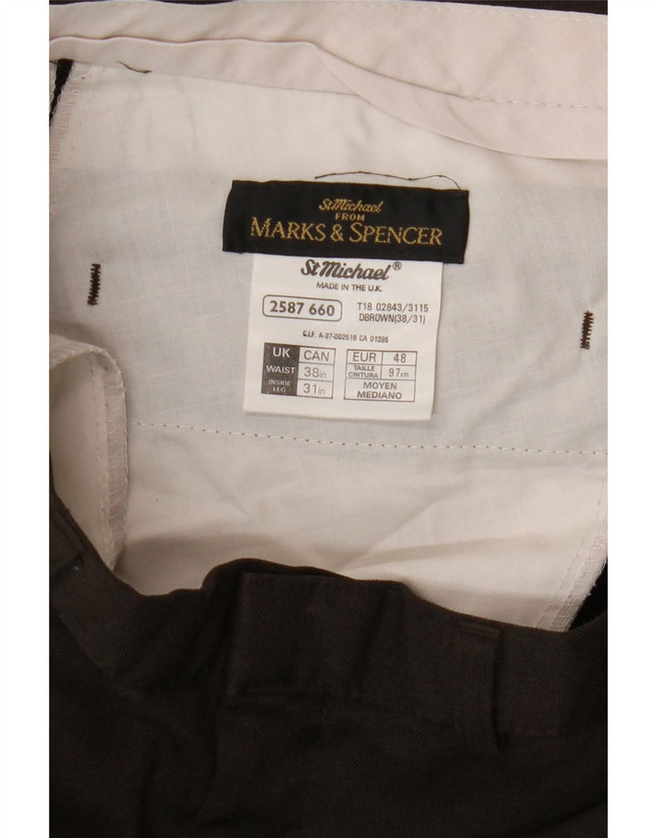 Marks & Spencer Herren Tapered Freizeithose W38 L31 Braunes Polyester