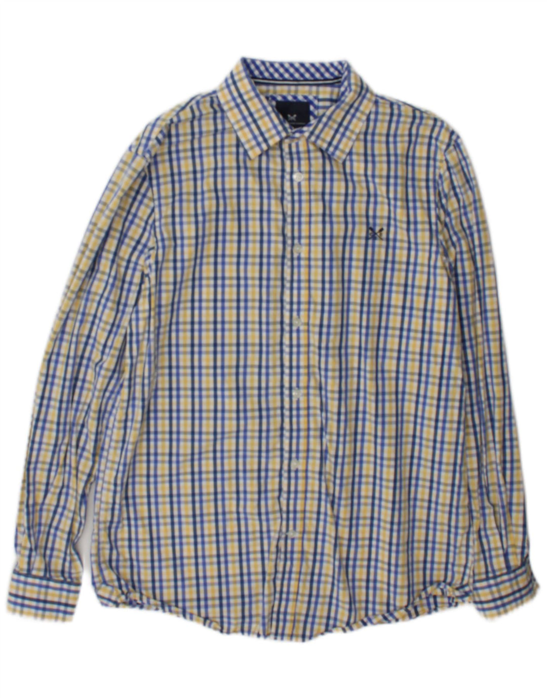 Crew Clothing Herren-Hemd mit klassischer Passform, mittelblau, kariert, Baumwolle
