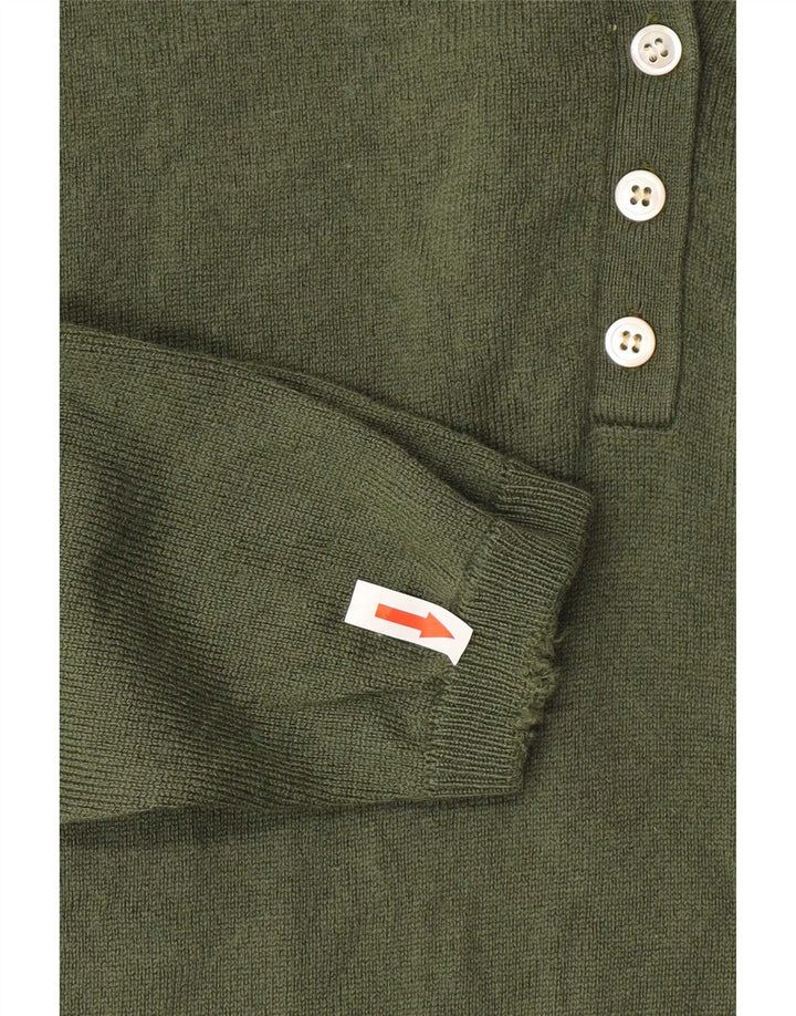 Orvis Damen-Pullover mit Knopfkragen, UK 16, Größe L, grüne Wolle