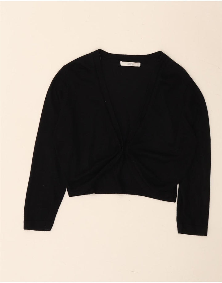 Marks & Spencer Damen Crop Cardigan Pullover UK 12 Mittelschwarze Viskose