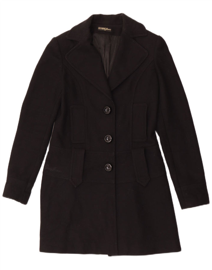 Guess Damenmantel UK 12 Mittelschwarze Wolle