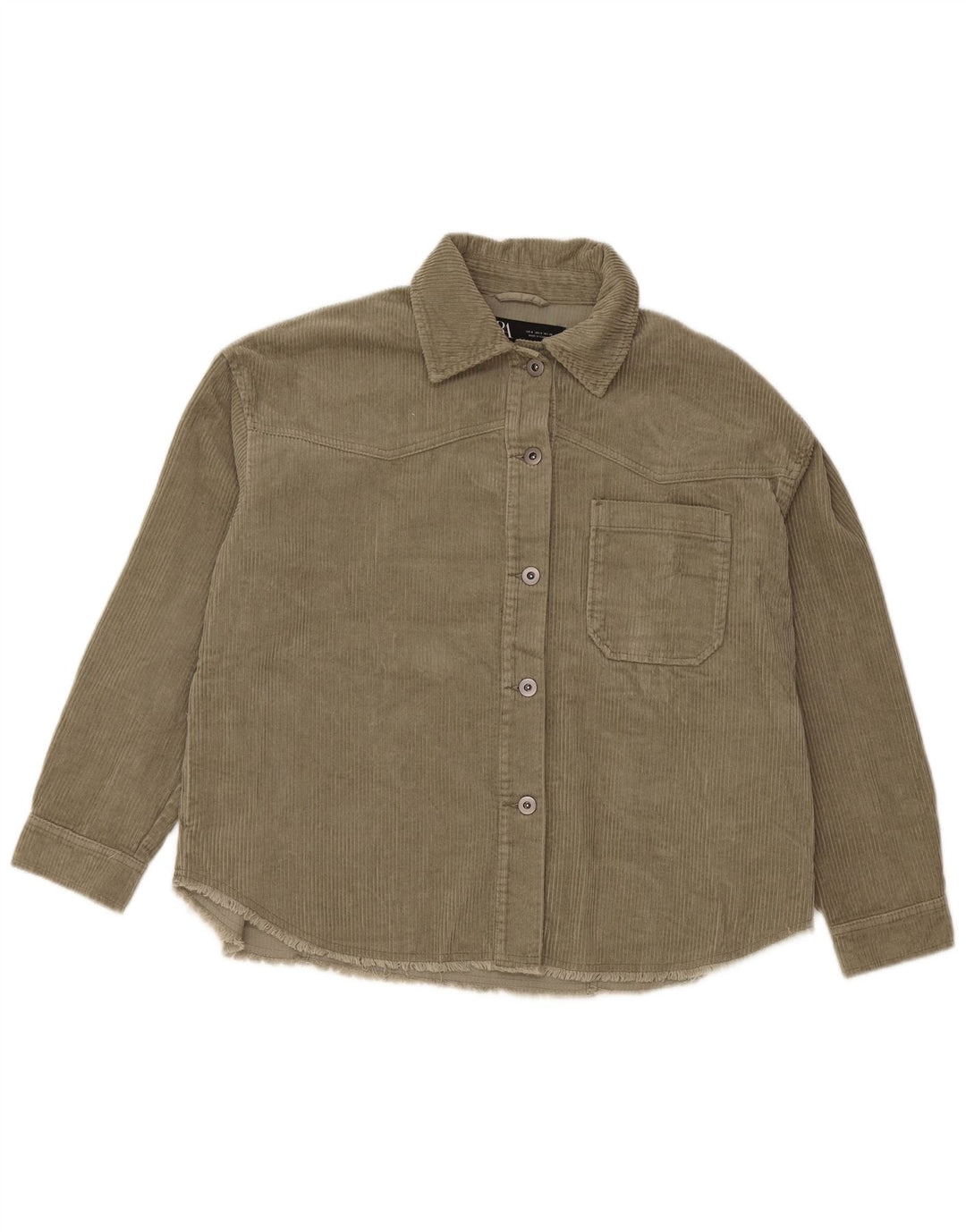 ZARA Damen Übergroßes Cordhemd UK 10 Small Grüne Baumwolle