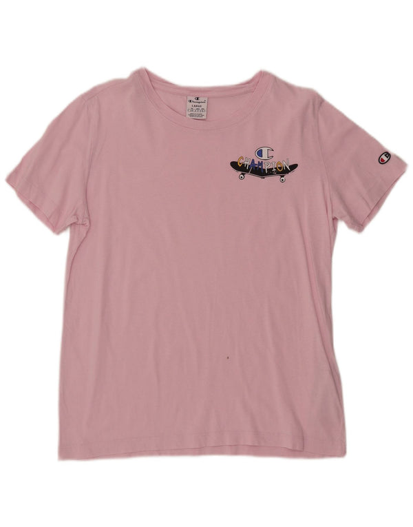 Champion Damen Grafik-T-Shirt-Oberteil UK 16 Large Rosa Baumwolle