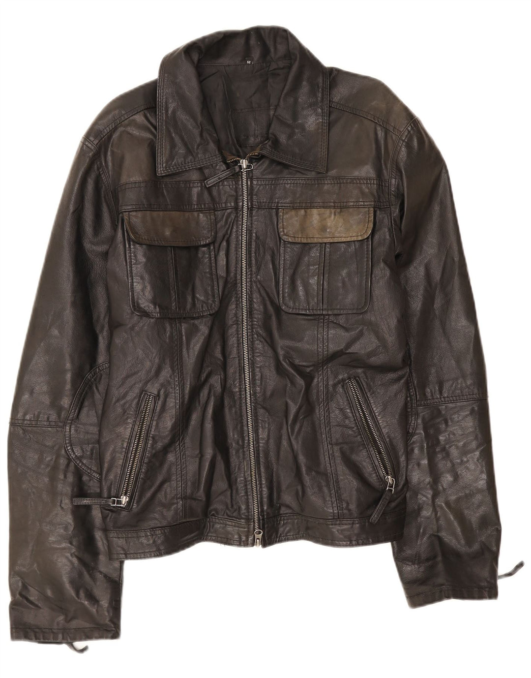 Metropolitan Herren Lederjacke IT 52 XL Schwarzes Leder