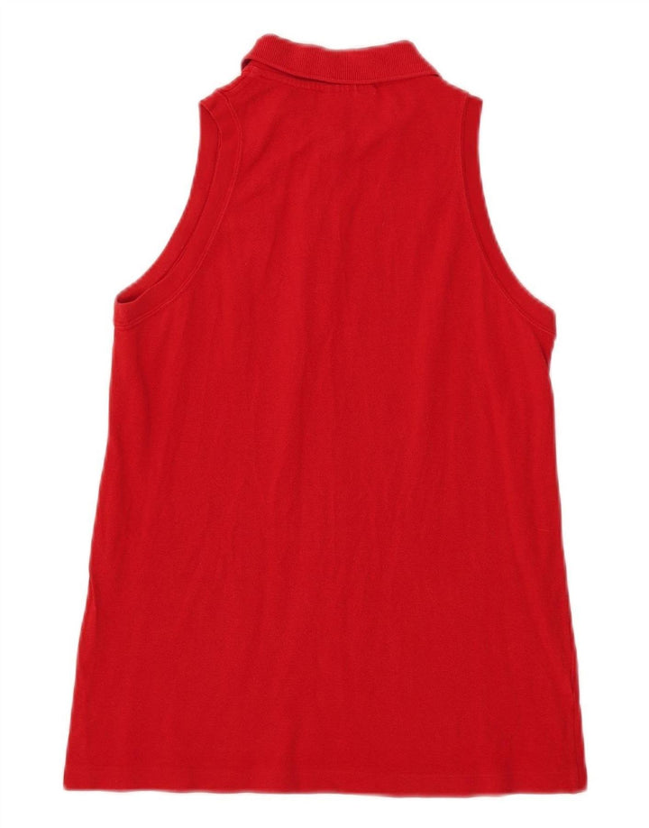 Lacoste Damen ärmelloses Poloshirt, Größe 40, mittelrote Baumwolle
