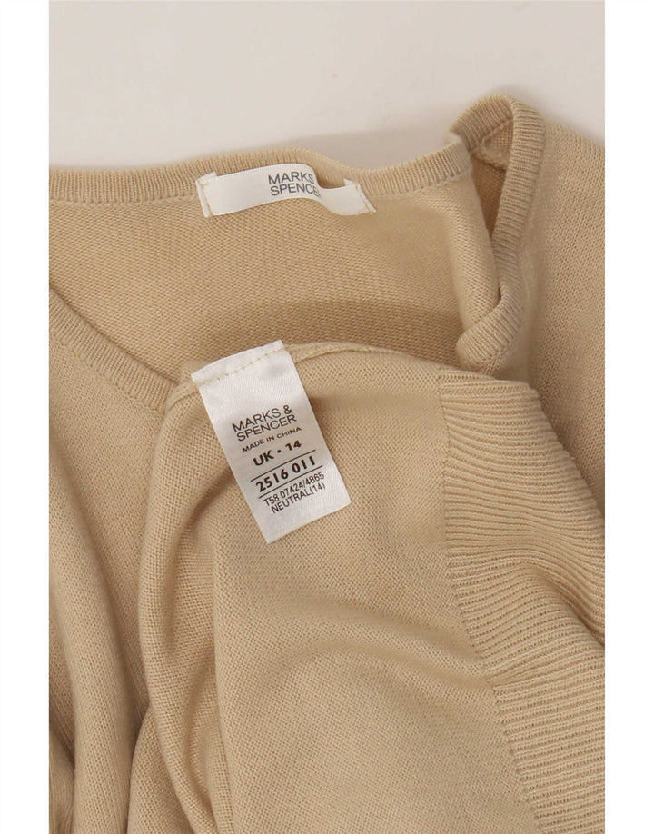 Marks & Spencer Damen Strickjacke Pullover UK 14 Medium Beige Acryl