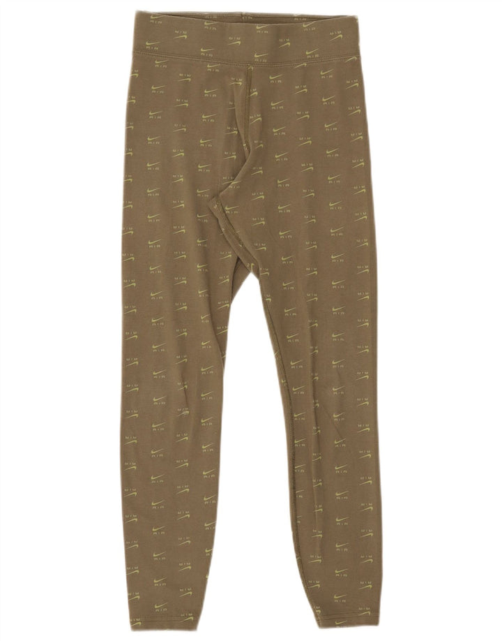 Nike Womens Graphic Leggings UK 8 Small Khaki Baumwolle