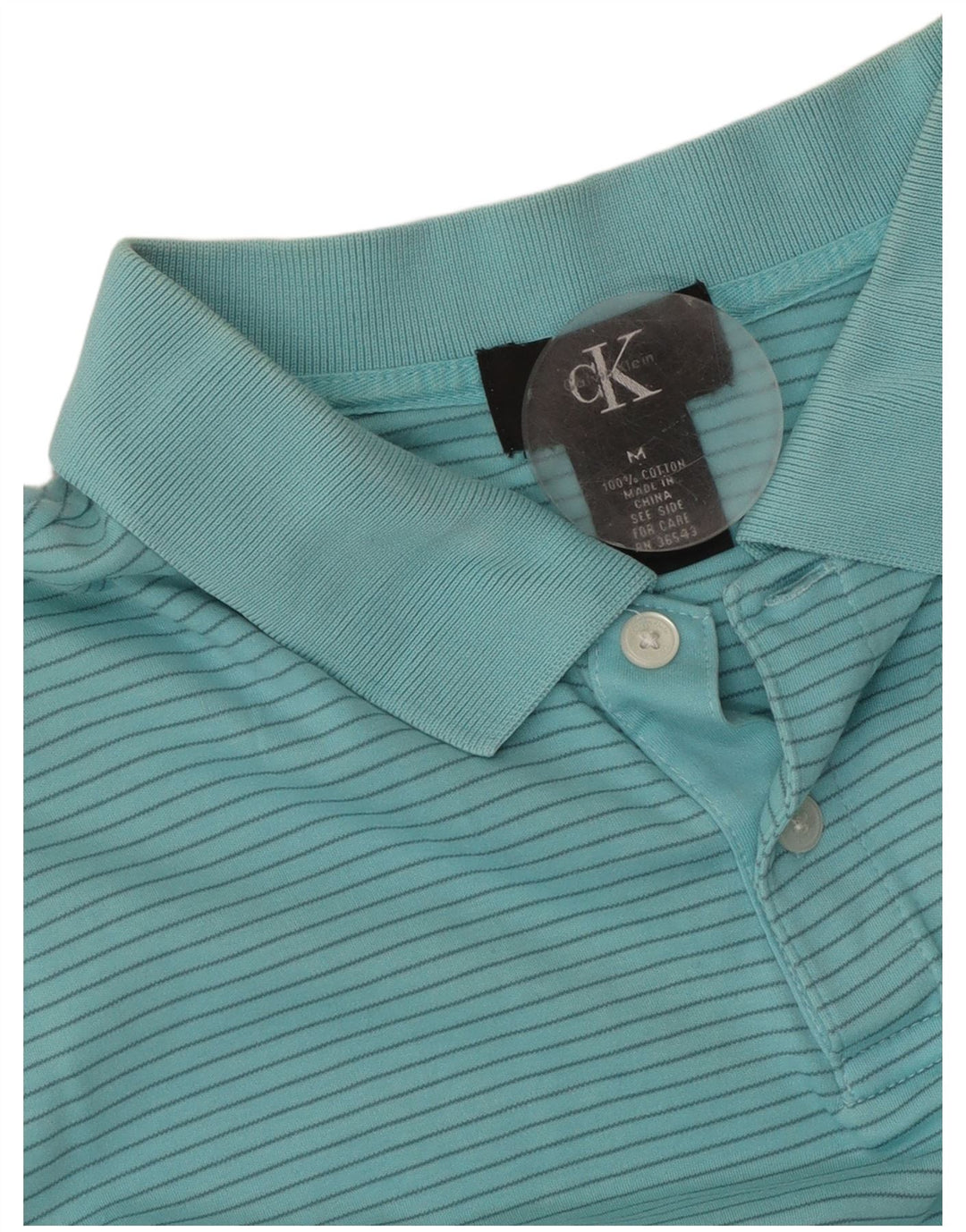 CALVIN KLEIN Herren Poloshirt mittelblau gestreift aus Baumwolle