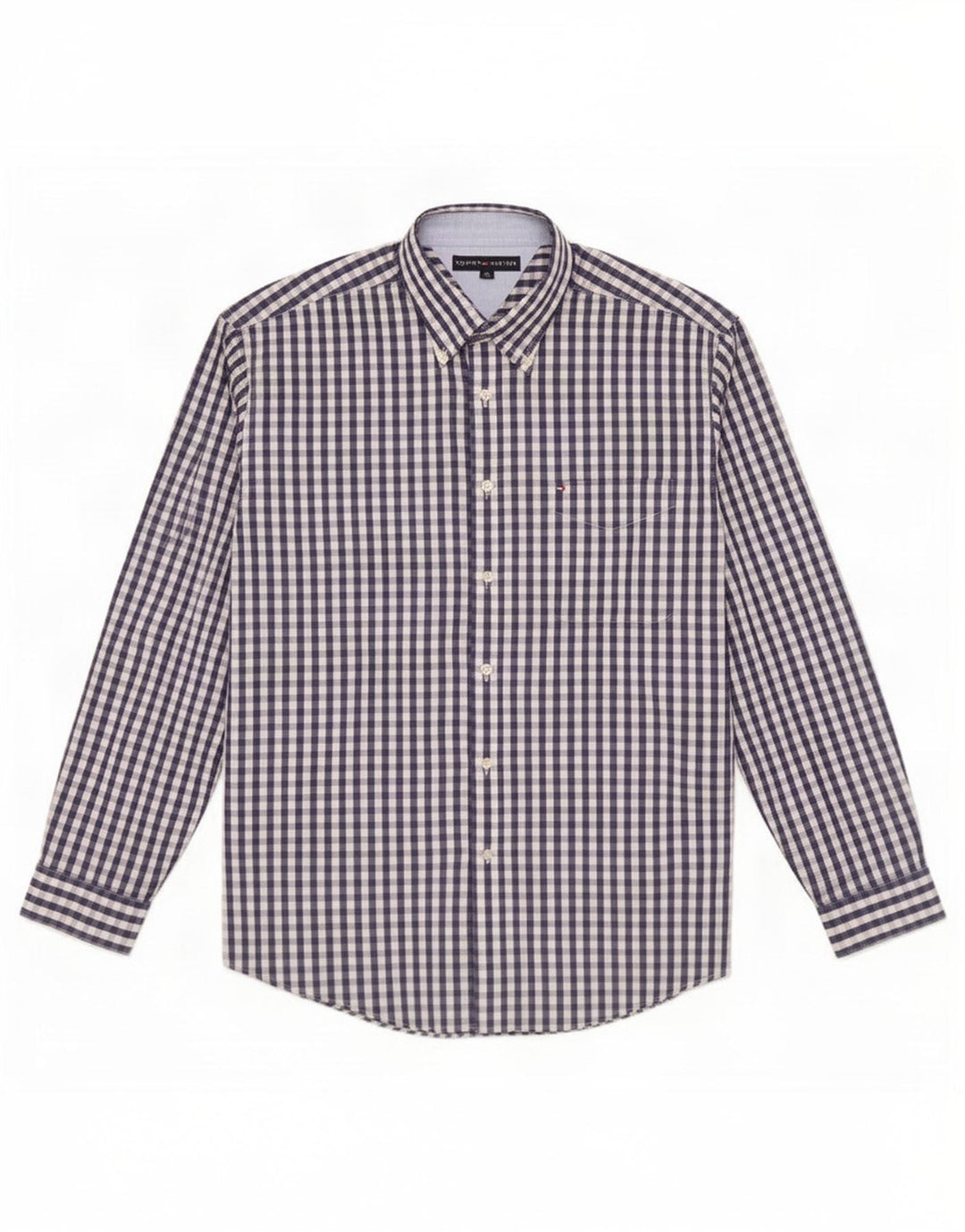 Tommy Hilfiger Herrenhemd XL, Marineblau, Gingham-Baumwolle