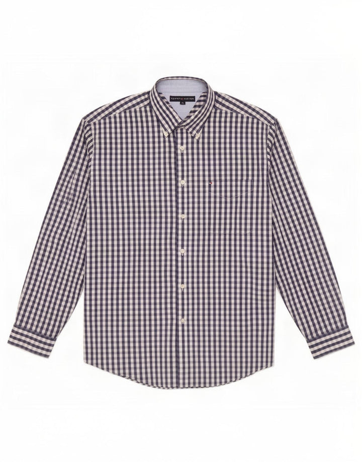 Tommy Hilfiger Herrenhemd XL, Marineblau, Gingham-Baumwolle