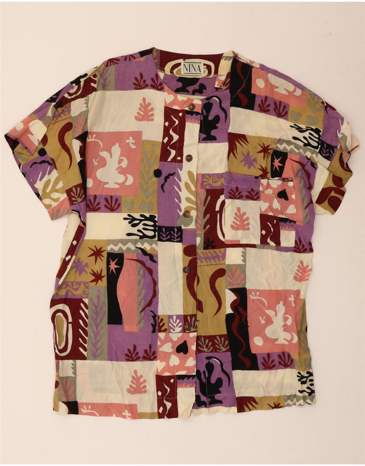 Nina Damen Kurzarm-Hemdbluse UK 18 XL Mehrfarbiges Patchwork