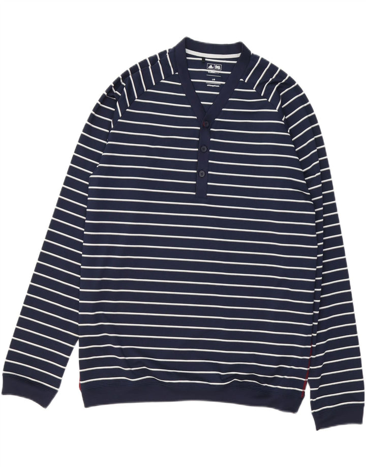 Adidas Herren Climalite Sweatshirt, Pullover, groß, marineblau, gestreift, Polyester