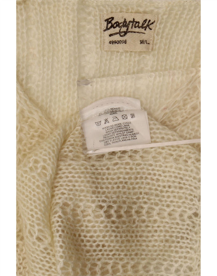 VINTAGE Damen Crop Pullover mit U-Boot-Ausschnitt, UK 12, Mittelbeige