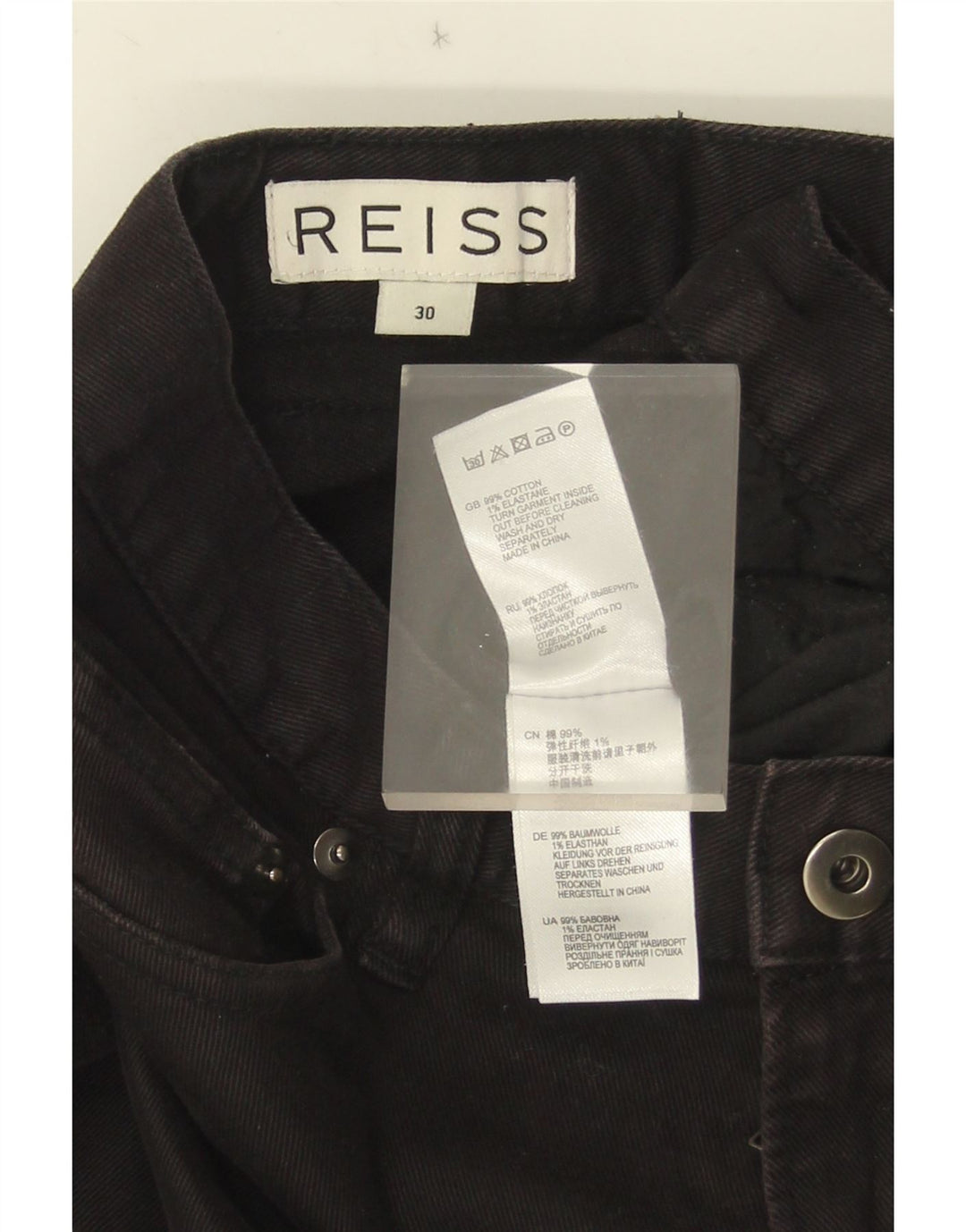 Reiss Damen Shacket Slim Jeans W30 L33 Schwarze Baumwolle