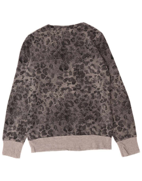 Adidas Grafik-Sweatshirt für Mädchen, 13–14 Jahre, graue Baumwolle mit Animal-Print
