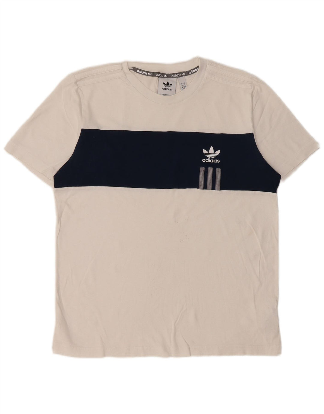 Adidas Herren T-Shirt Top Small Weiß Colourblock Baumwolle
