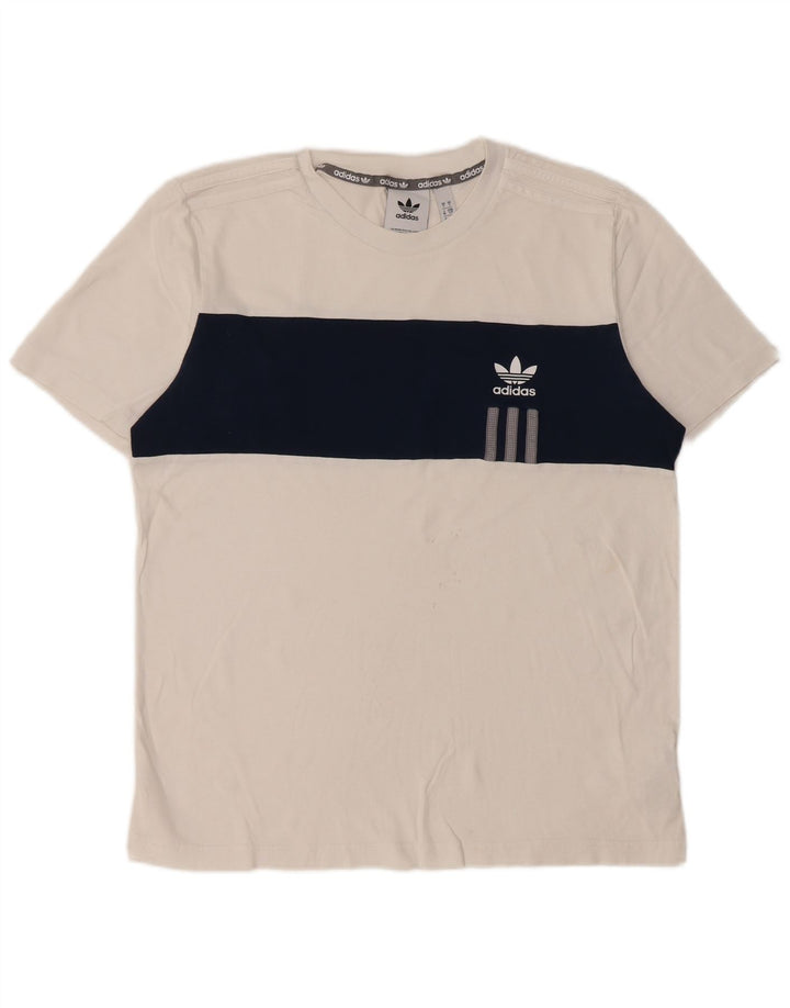 Adidas Herren T-Shirt Top Small Weiß Colourblock Baumwolle