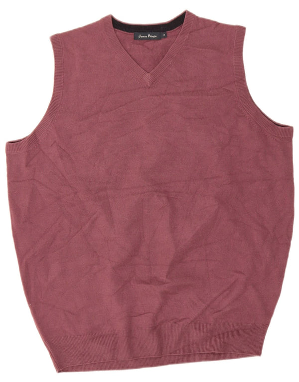 James Pringle Mens Vest Tank Top Medium Burgundy Acrylic
