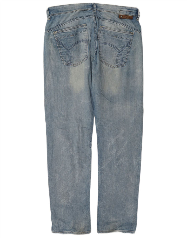 Calvin Klein Herren Straight Jeans W32 L34 Blaue Baumwolle