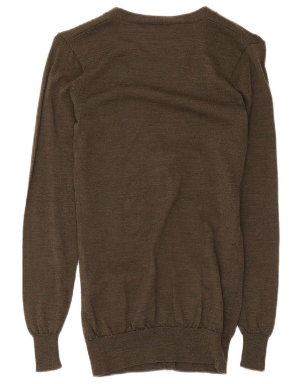 Ralph Lauren Damen-Cardigan-Pullover UK 4 XS Grüne Merinowolle