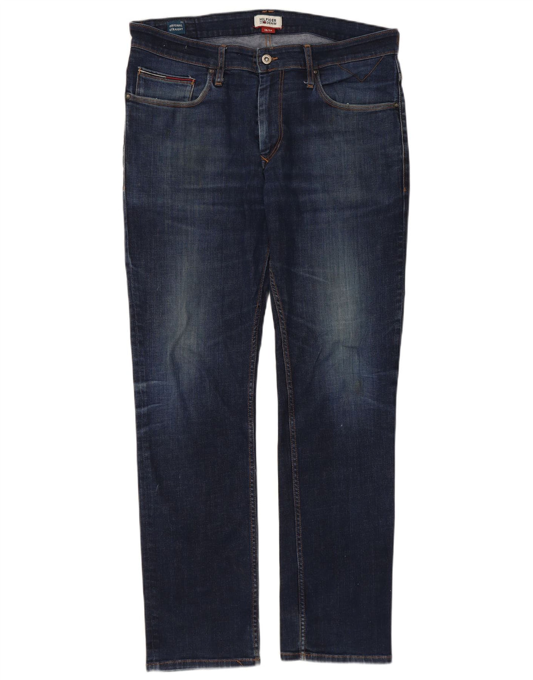 TOMMY HILFIGER Herren Straight Jeans W38 L34 Marineblaue Baumwolle