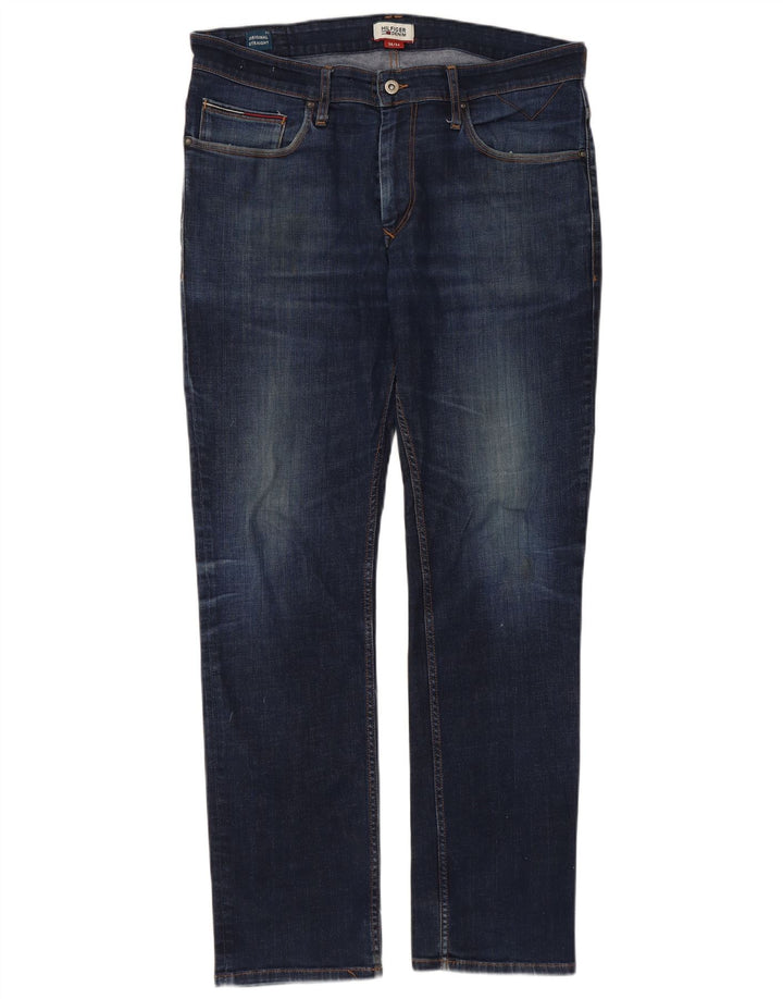 TOMMY HILFIGER Herren Straight Jeans W38 L34 Marineblaue Baumwolle