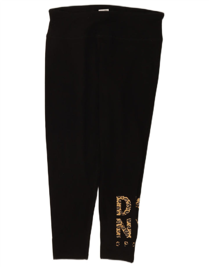 Dkny Womens Graphic Leggings UK 14 Große schwarze Baumwolle
