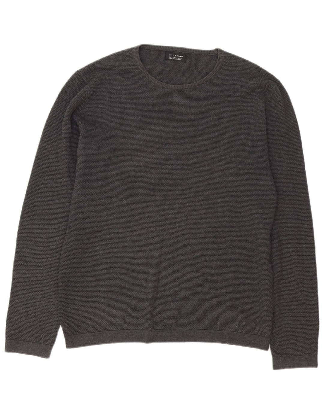 Zara Herren-Pullover mit Rundhalsausschnitt, Größe L, Grau