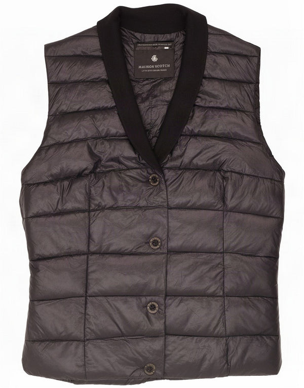 Maison Scotch Damen Perfect Fit Wattierte Weste Größe 2 Medium Schwarz
