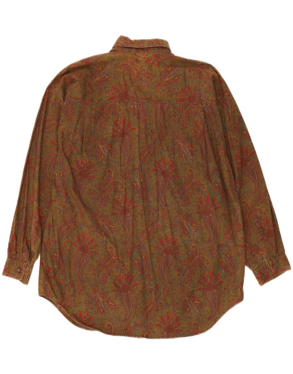 Calbros Damen-Pullover-Hemd in Übergröße, IT 44, mittlere Khaki-Paisley-Baumwolle