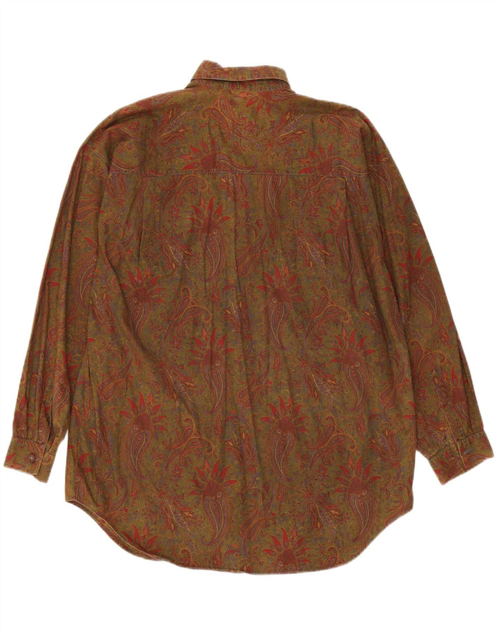 Calbros Damen-Pullover-Hemd in Übergröße, IT 44, mittlere Khaki-Paisley-Baumwolle