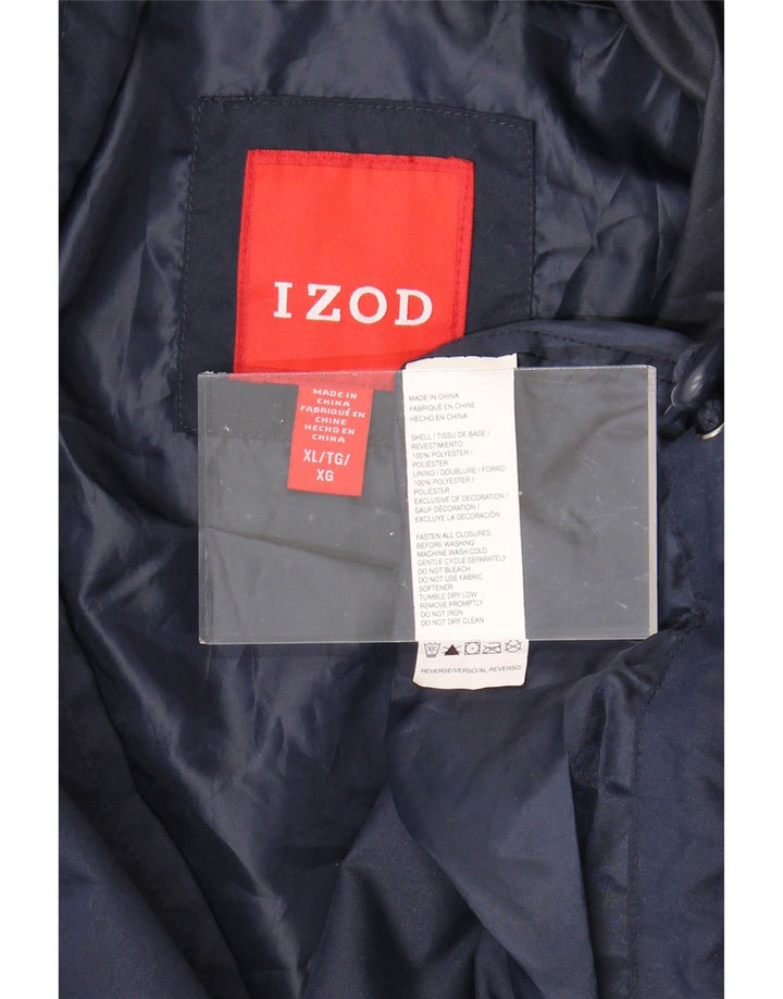 IZOD Mens Hooded Rain Jacket UK 42 XL Navy Blue Polyester Vintage Izod and Second-Hand Izod from Messina Hembry 