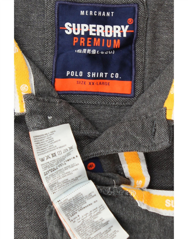 SUPERDRY Herren Poloshirt 2XL Grau Baumwolle