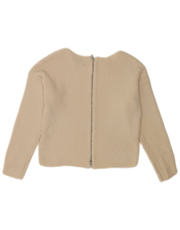 Armani Exchange Damen Crop Oversized Cardigan Pullover UK 6 XS Beige