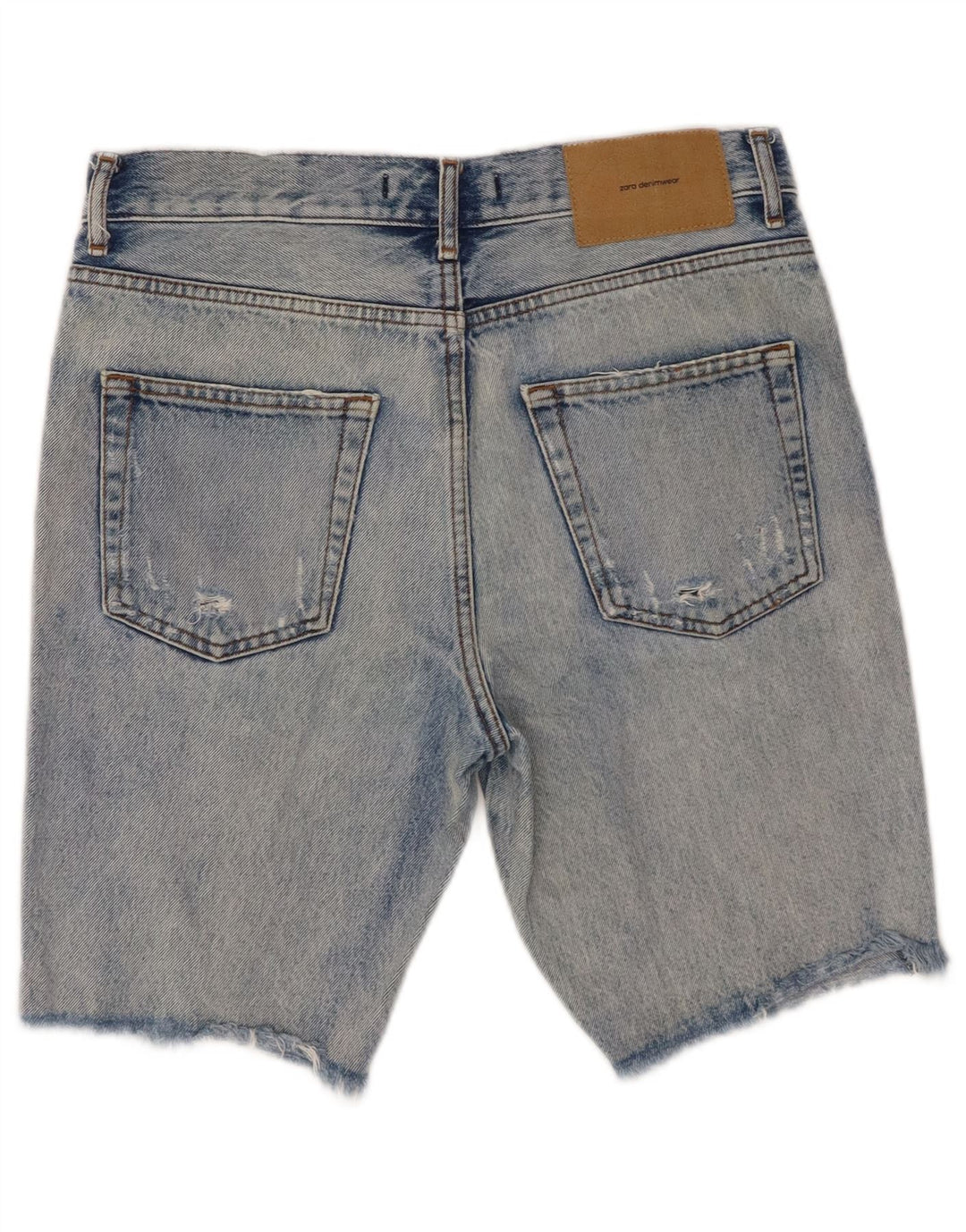 ZARA Mens Distressed Denim Shorts EU 38 Small W30  Blue Cotton