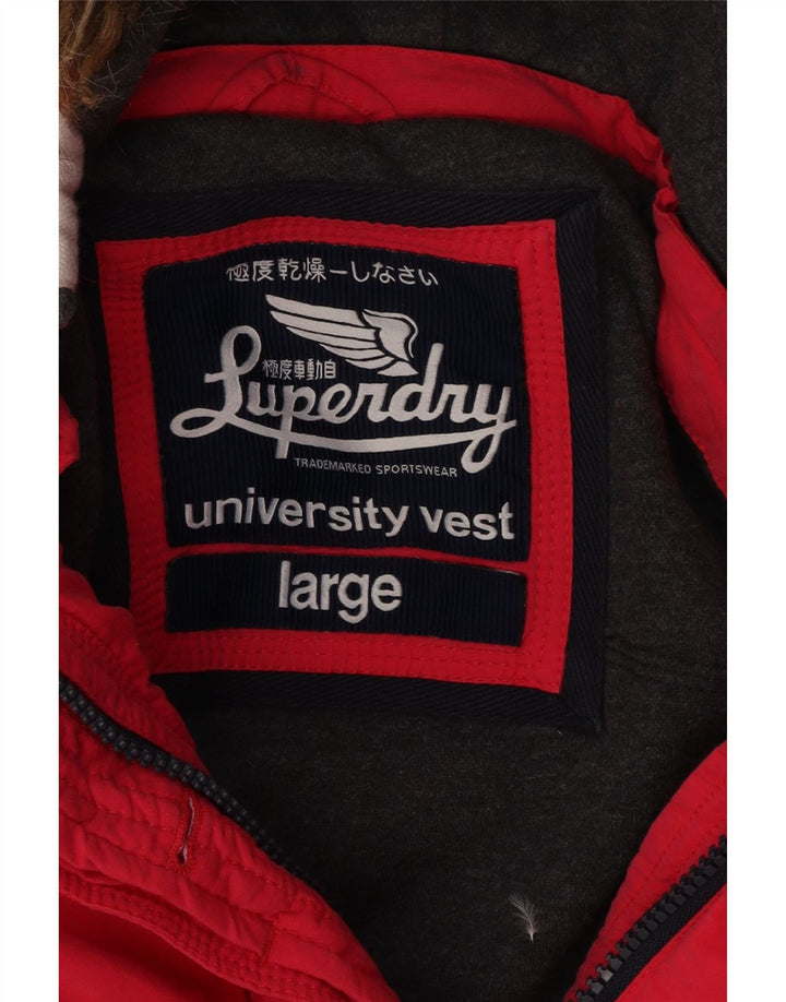 SUPERDRY Wattierte Damenweste mit Kapuze, UK 16, Größe L, Rosa, Baumwolle