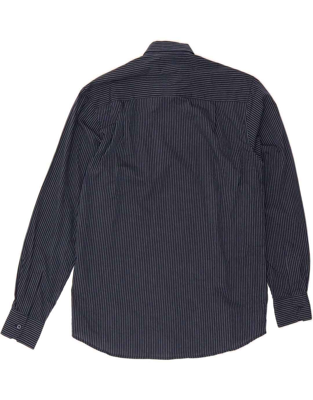 PIERRE CARDIN Mens Regular Fit Shirt Medium Navy Blue Striped Polyester Vintage Pierre Cardin and Second-Hand Pierre Cardin from Messina Hembry 