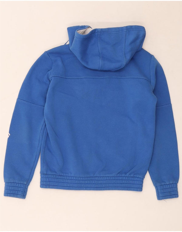 Adidas Jungen Kapuzenpullover mit grafischem Reißverschluss, 9–10 Jahre, blaue Baumwolle