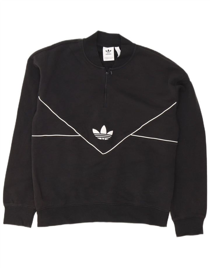 Adidas Herren-Sweatshirt mit Reißverschluss, mittelschwarz, Baumwolle