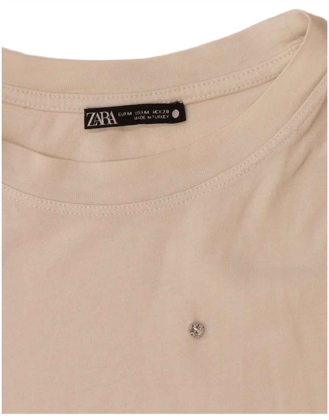 Zara Damen T-Shirt Top UK 14 Mittelweiße Baumwolle