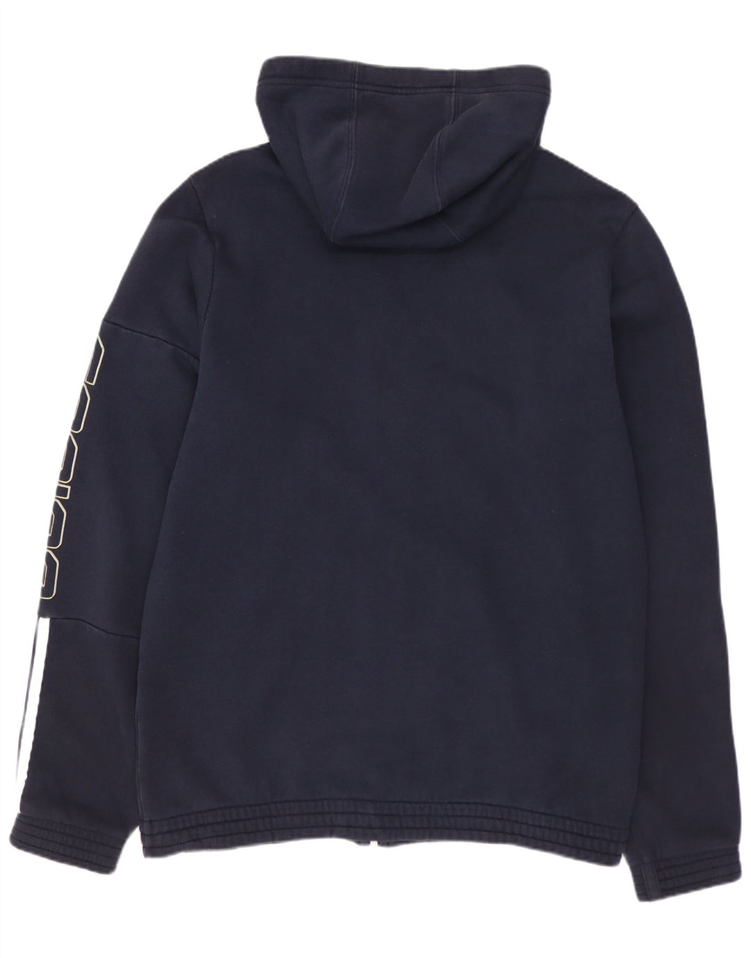 ADIDAS Herren-Kapuzenpullover mit grafischem Reißverschluss, mittelmarineblaue Baumwolle