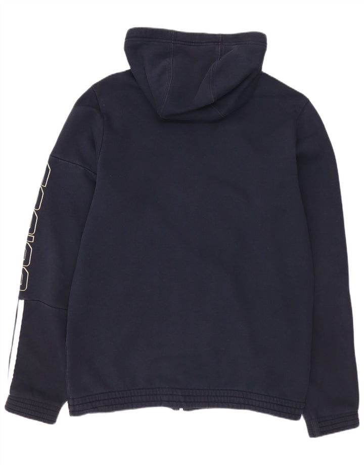 ADIDAS Herren-Kapuzenpullover mit grafischem Reißverschluss, mittelmarineblaue Baumwolle