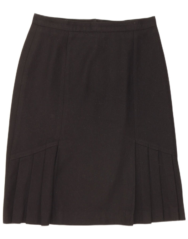 Vintage Damen A-Linie Rock UK 16 Large W30 Schwarze Wolle