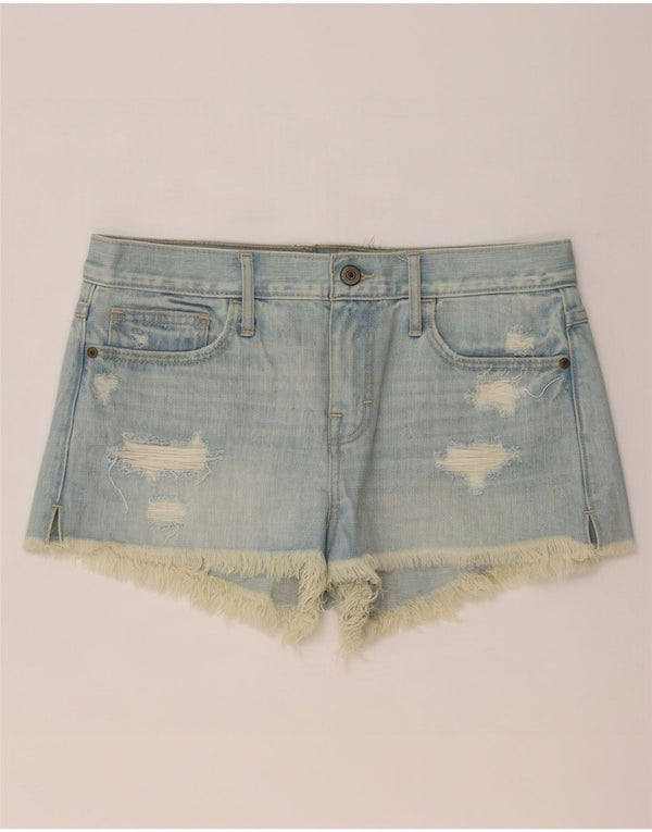 Abercrombie & Fitch Damen Distressed Denim Shorts US 4 Small W27 Blau