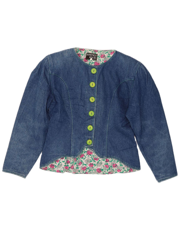 VINTAGE Damen Jeansjacke UK 12 Mittelblau