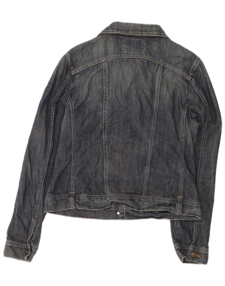 Kiabi Damen Crop Denim Jacke UK 14 Große blaue Baumwolle