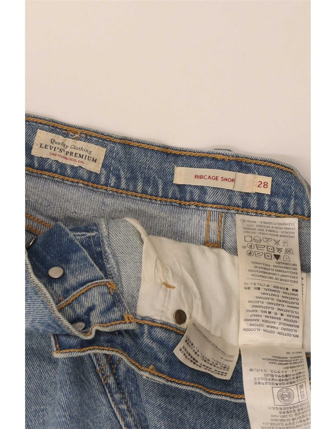 Levi's Damen Ribcage Denim Shorts Medium W28 Blaue Baumwolle
