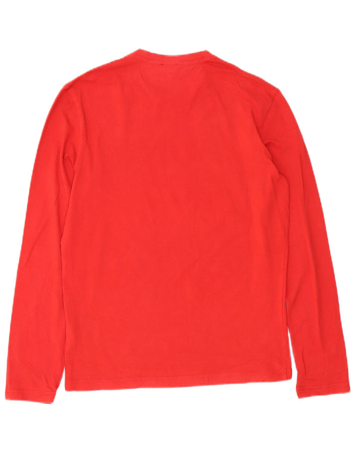 CALVIN KLEIN JEANS Damen Top Langarm UK 14 Mittelrote Baumwolle